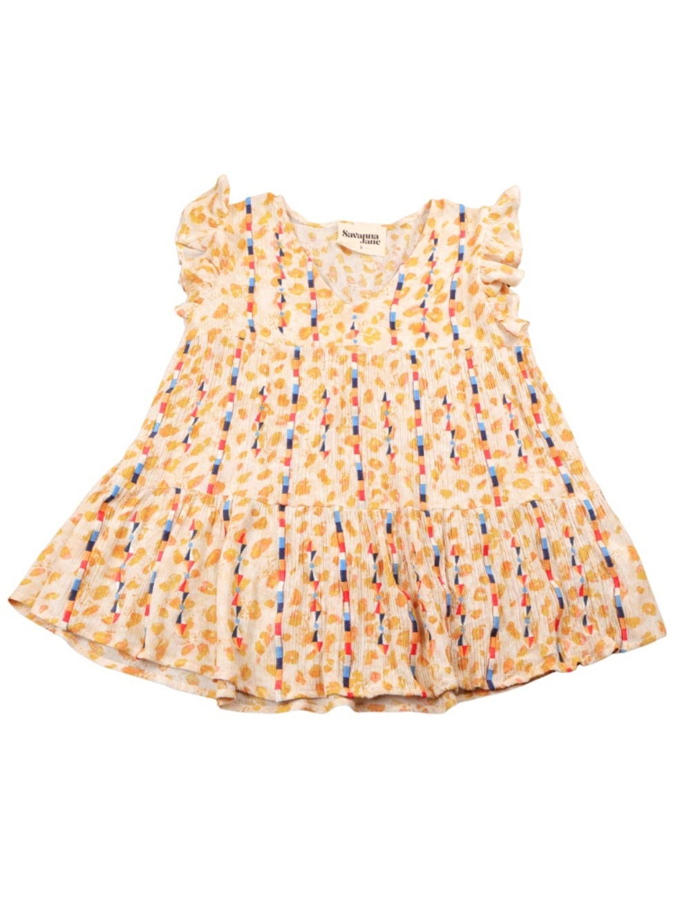 Savanna Jane Embroidered Boho Tiered Babydoll Top Small